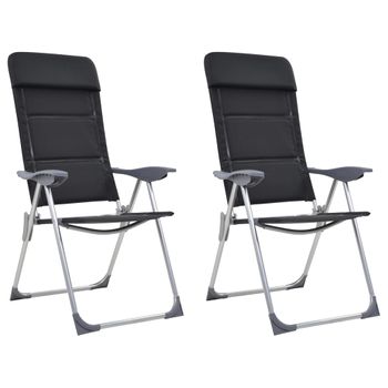 Maison Exclusive Sillas de camping plegables reposapiés 2 uds textilene  negro