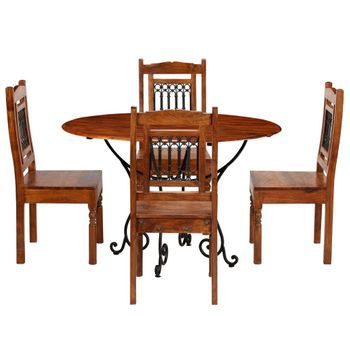 Juego De Comedor 5 Piezas Madera Acacia Acabado Sheesham Vidaxl