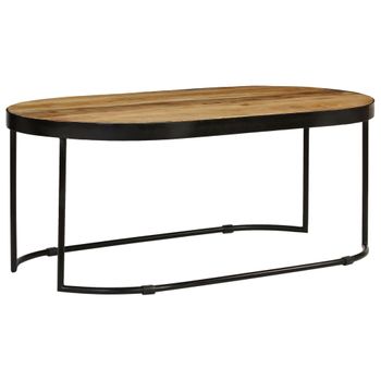 Mesa De Centro Ovalada Madera Maciza De Mango Y Acero 110 Cm Vidaxl