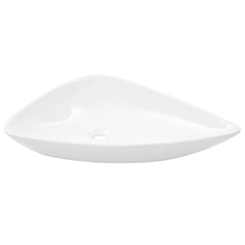 Lavabo De Cerámica Triangular Blanco 645x455x115 Mm Vidaxl