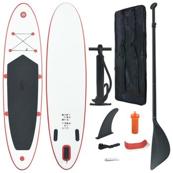 Juego De Tabla De Paddle Surf Hinchable Rojo Y Blanco Vidaxl