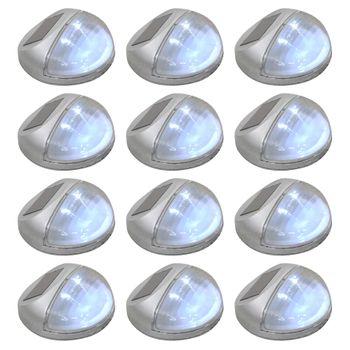 Lámparas Solares Led De Pared Exterior 12 Uds Redondas Plateada Vidaxl