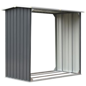 Casetilla Para Leña Acero Galvanizado Gris 172x91x154 Cm Vidaxl