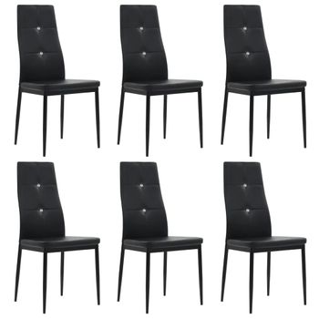 Sillas De Comedor 6 Unidades Cuero Sintético Negro Vidaxl