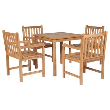 Set De Comedor Exterior 5 Piezas De Madera Maciza De Teca Vidaxl