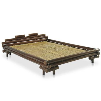 Estructura De Cama De Bambú Marrón Oscuro 140x200 Cm Vidaxl