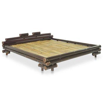 Estructura De Cama De Bambú Marrón Oscuro 160x200 Cm Vidaxl