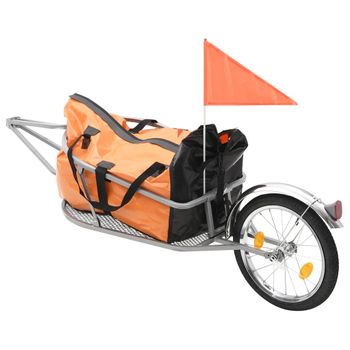 Remolque De Bicicleta Para Equipaje Con Bolsa Naranja Y Negro Vidaxl