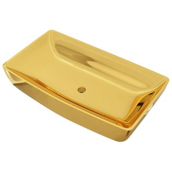 Lavabo 71x38x13,5 Cm Cerámica Dorado Vidaxl