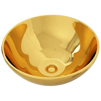 Lavabo 32,5x14 Cm Cerámica Dorado Vidaxl