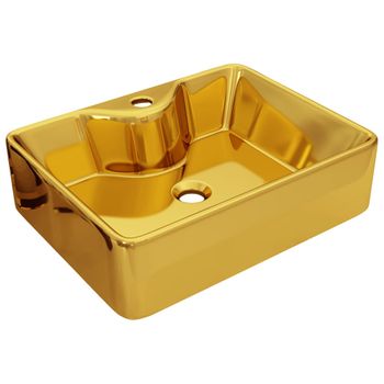 Lavabo Con Orificio Para Grifo 48x37x13,5 Cm Cerámica Dorado Vidaxl