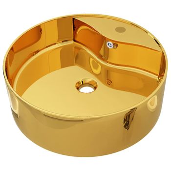 Lavabo Con Rebosadero 46,5x15,5 Cm Cerámica Dorado Vidaxl