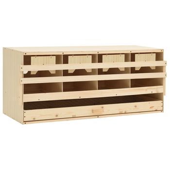 Ponedero Para Gallinas 4 Compartimentos Madera Pino 106x40x45cm Vidaxl