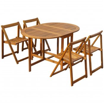 Set Comedor De Jardín Plegable 5 Piezas Madera Maciza De Acacia Vidaxl