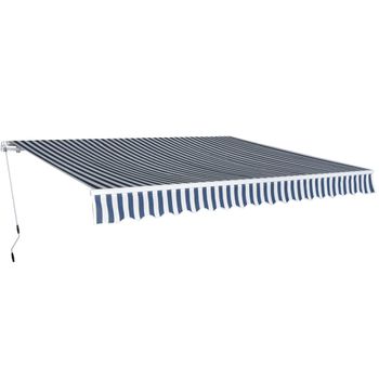 Toldo Plegable De Operación Manual 400 Cm Azul Y Blanco Vidaxl