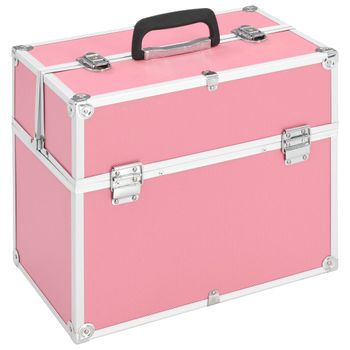 Maletín De Maquillaje Aluminio Rosa 22x30x21 Cm Vidaxl con Ofertas