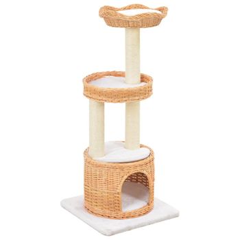 Rascador Para Gatos Con Poste De Sisal Madera Natural De Sauce Vidaxl