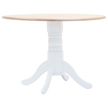 Mesa De Comedor De Madera Maciza De Caucho Blanco Marrón 106 Cm Vidaxl