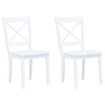 Sillas De Comedor 2 Unidades Madera Maciza De Caucho Blanco Vidaxl