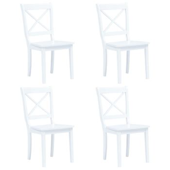 Sillas De Comedor 4 Unidades Madera Maciza De Caucho Blanco Vidaxl