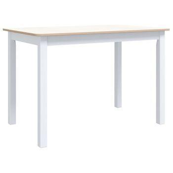 Mesa De Comedor De Madera De Caucho Blanco Marrón 114x71x75 Cm Vidaxl