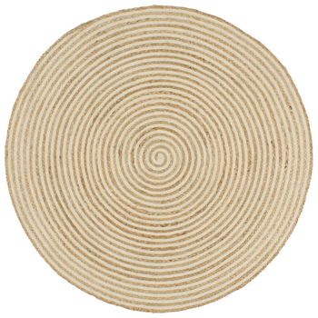 Alfombra De Yute Tejida A Mano Diseño Espiral Blanco 120 Cm Vidaxl