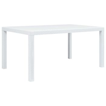 Mesa De Jardín Plástico Aspecto De Ratán Blanco 150x90x72 Cm Vidaxl