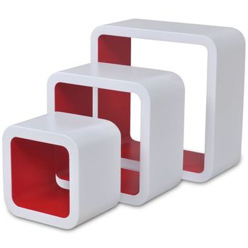 Estanterías De Cubos Para Pared 6 Unidades Blanco Y Rojo Vidaxl