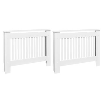 Cubiertas Para Radiador 2 Unidades Mdf Blanco 112 Cm Vidaxl