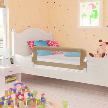 Vidaxl Barandilla De Seguridad Cama De Niño Poliéster Taupe 102x42 Cm