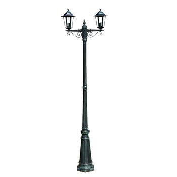 Farola De Jardín 2 Brazos 215 Cm Verde Oscuro/negro Aluminio Vidaxl