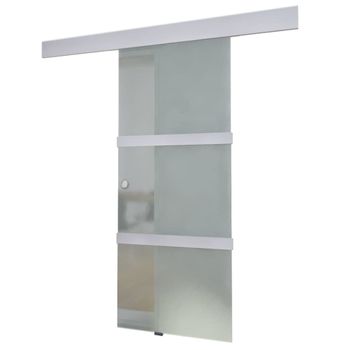 Puerta Corredera De Cristal Y Aluminio 178 Cm Plateado Vidaxl