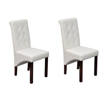 Sillas De Comedor 2 Unidades Cuero Sintético Blanco Vidaxl