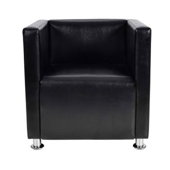 Sillón En Forma De Cubo De Cuero Sintético Negro Vidaxl