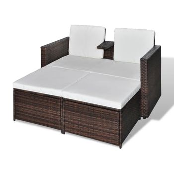 Set Muebles De Jardín 4 Piezas Y Cojines Ratán Sintético Marrón Vidaxl