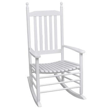 Mecedora De Madera Con Asiento Curvado Madera Blanca Vidaxl