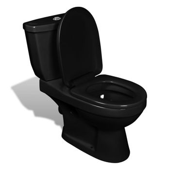 Inodoro Wc Con Cisterna Negro Vidaxl