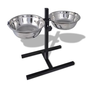 Soporte De Alimentación Ajustable Mascota 2x1,6l Tazón Inoxidable Vidaxl