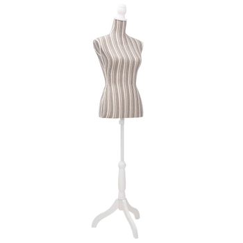 Maniquí De Busto De Mujer Algodón Blanco Con Rayas Vidaxl