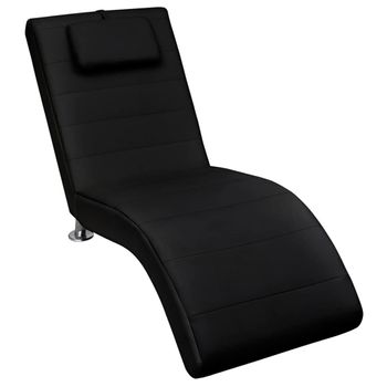 Diván Con Almohada De Cuero Sintético Negro Vidaxl