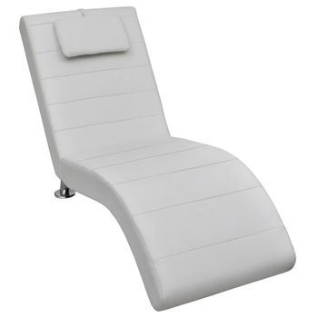 Diván Con Almohada De Cuero Sintético Blanco Vidaxl