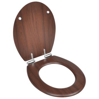 Asiento Inodoro Wc Tapa De Cierre Suave Mdf Marrón Vidaxl