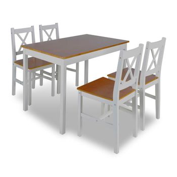 Juego De Muebles De Comedor 5 Piezas Marrón Y Blanco Vidaxl