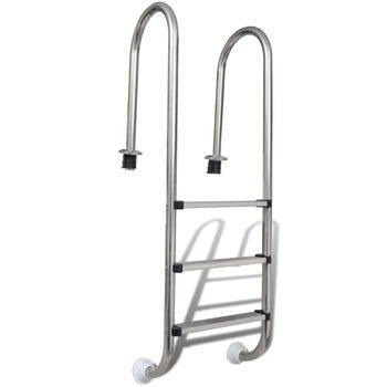 Escalera De Piscina 3 Peldaños Acero Inoxidable 304 120 Cm Vidaxl