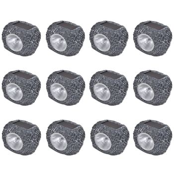 Foco Led Solar De Exterior Con Forma De Piedra 12 Uds Vidaxl