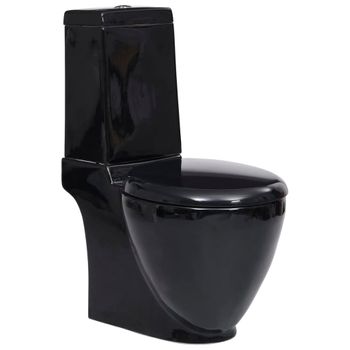 vidaXL Juego de váter WC y bidé de cerámica negro