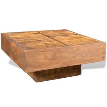 Mesa De Centro Cuadrada De Madera De Mango Marrón Vidaxl