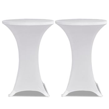 Mantel Cubierta Elástica De Mesa Alta Ø 60 Cm Blanco 2 Unidades Vidaxl