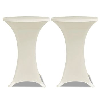 2 Manteles Color Crema Ajustados Para Mesa De Pie - 80 Cm Diámetro Vidaxl