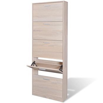 Mueble Zapatero Pasillo Recibidor 4 Puertas Y Baldas Habitación Blanco Y Roble  Moderno 115x106x22 Cm con Ofertas en Carrefour